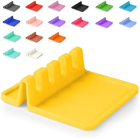 Zulay Kitchen Silicone Utensil Rest with Drip Pad for Multiple Utensils - BPA-Free, Heat-Resistant Spoon Rest & Spoon Holder for Stove Top - Kitchen Utensil Holder for Ladles & Tongs - Yellow by ZulayKitchen