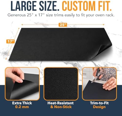Oven Liners for Bottom of Oven - 3 Pack Large Heavy Duty Mats, 16.25”x23” Non-Stick Reusable Liner for Electric, Gas, Toasters, Grills - BPA & PFOA Free Kitchen Accessory to Keep It Clean (Black) - Image 3