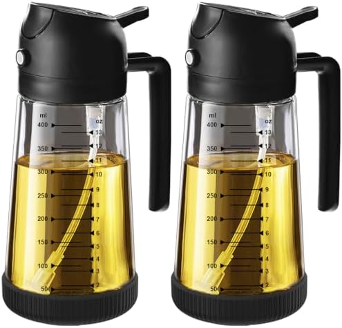 TrendPlain 16oz Olive Oil Sprayer for Cooking with Silicone Base, 2 Black by TrendPlain