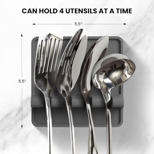 Zulay Silicone Utensil Rest - BPA-Free, Durable Spoon Rest with Drip Pad - Heat-Resistant Spoon Rest for Stove Top - Spoon Rest for Kitchen Counter - Kitchen Gadgets & Kitchen Utensils Holder - 2 Pack - Image 2