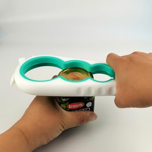 Otstar Jar Opener Bottle Opener and Can Opener for Weak hands, Seniors with Arthritis and Anyone with Low Strength, Mutil Jar Opener Get Lids Off Easily (White and Cyan) - Image 2