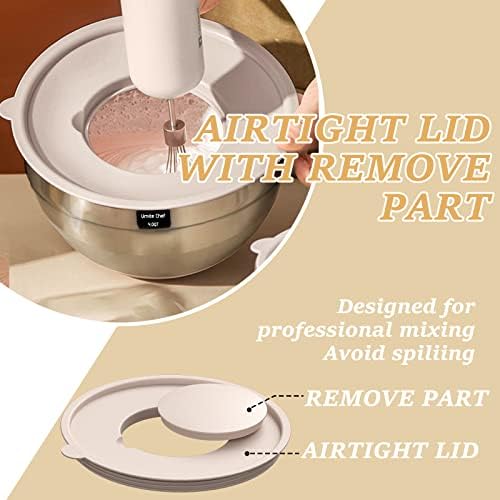 Mixing Bowls with Airtight Lids Set, 26PCS Stainless Steel Khaki Bowls with Grater Attachments, Non-Slip Bottoms & Kitchen Gadgets Set, Size 7, 4, 2.5, 2.0,1.5, 1QT, Great for Mixing & Serving - Image 5