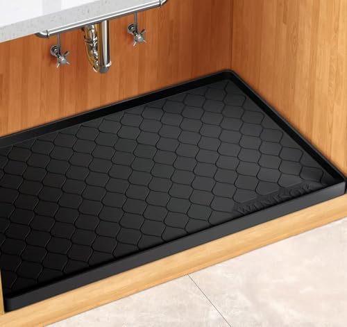 Winisok Waterproof Under Sink Mat 40" x 22", Silicone Mat, Black by Winisok
