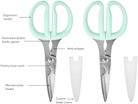 KitchenAid Classic 2-Piece Multipurpose Kitchen Shear Set with Blade Sheath - Spearmint, Herb Stripper, Poultry Shears, Pizza Cutter, Nutcracker - Image 5