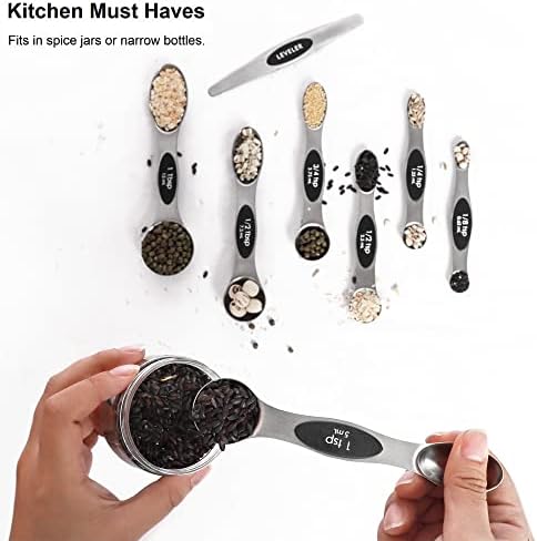 Magnetic Measuring Spoons Set with Leveler, Stackable Stainless Steel Tablespoons for Baking, Fits in Spice Jars - Image 6