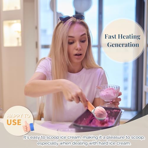 Heated Ice Cream Scoop Rechargeable, Electric Warming Ice Cream Scooper with LED Display, Heats to 158°F for Hard Ice Cream, Easy for Seniors & Kids, IP67 Waterproof (Peach Fuzz, 2oz) - Image 6