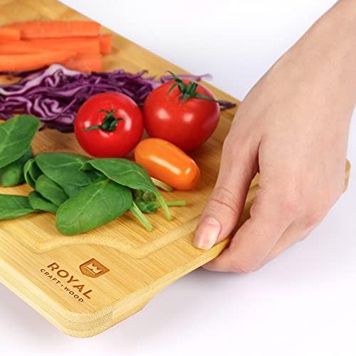 ROYAL CRAFT WOOD Bamboo Cutting Board with Juice Groove - Kitchen Chopping Board for Meat Cheese and Vegetables, Heavy Duty Serving Tray - Image 5