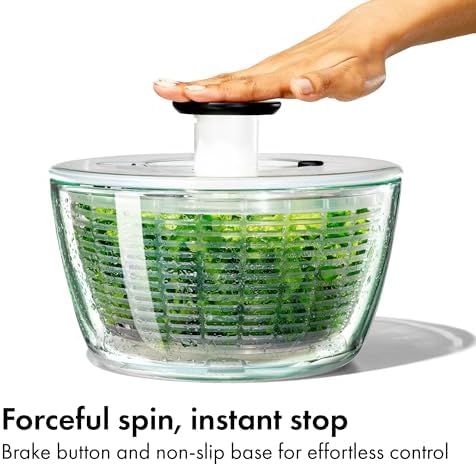 OXO Good Grips Glass Salad Spinner, Large 6.22-Qt, Lettuce & Fruit Washer - Image 4