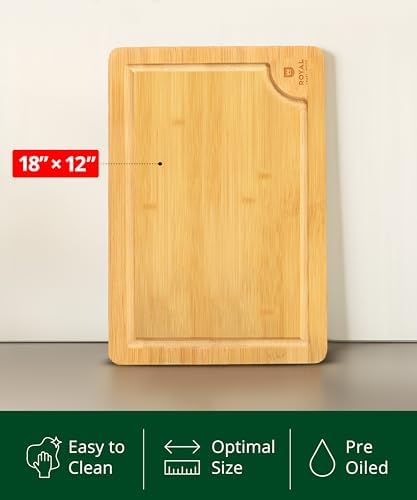 ROYAL CRAFT WOOD Bamboo Cutting Board 18 x 12 inches - Image 3