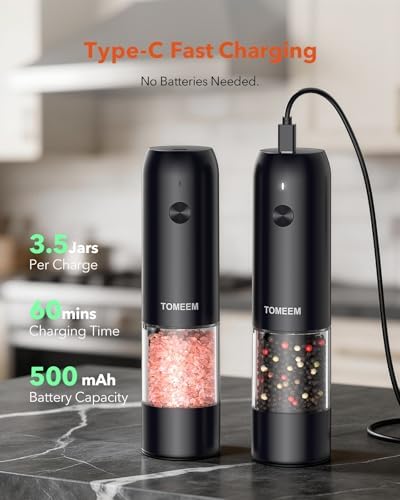 TOMEEM Electric Salt and Pepper Grinder Set with LED Lights - Image 4