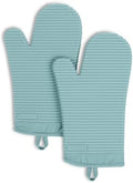 KITCHENAID Ribbed Soft Silicone Oven Mitt 2-Pack Set, 7.5"x13", Mineral Water Aqua by KitchenAid