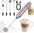 Zulay Kitchen Rechargeable Milk Frother Handheld - Frother Wand, Drink Mixer, Electric Whisk Frother, for Cappuccinos, Matcha & Protein Powder - Ultra Metal 4 Whisk, 1800mAh Pink by ZulayKitchen