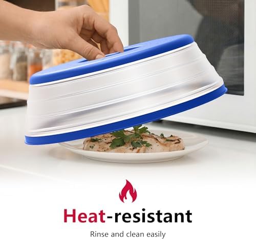 WVM Microwave Splatter Cover Vented for Food with Hook Hole, Splatter Guard & Colander Kitchen Gadget for Food, Meal Prep, Blue, M(11"x3.26")-Pack of 1 - Image 2