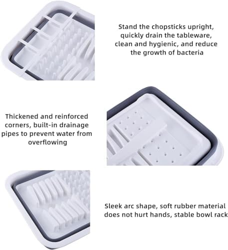 THANSTAR Collapsible Dish Drying Rack for RV Kitchen, Foldable Drainer Organizer for Kitchen Countertop, Space Saving Portable Dish Rack for Campers, Travel Trailer & Small Spaces, Easy Storage, Grey - Image 3