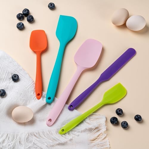 Silicone Spatula Set,5 Piece Food Grade Rubber Spatulas,RED - Image 6