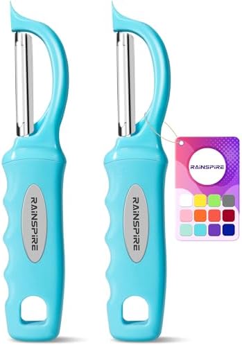 Rainspire Vegetable Peeler Potato Peelers for Kitchen, Sharp Stainless Steel Blades Veggie, Comfortable Handle Fruit Peeler, Carrot Peeler Apple Peeler Dishwasher Safe (2, Blue) by Rainspire