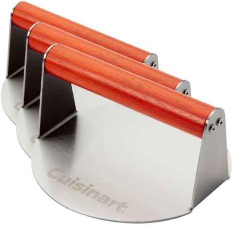 Cuisinart 6" Stainless Steel Smashed Burger Press, Juicy and Crispy Burgers for BBQs, Cookouts, Round (Pack of 3) by Cuisinart