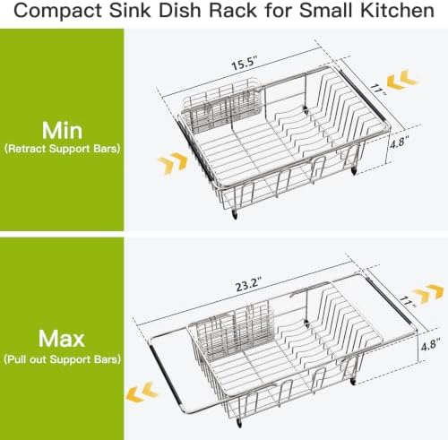 JASIWAY Stainless Steel Dish Drying Rack in Sink with Metal Utensil Holder - Image 5