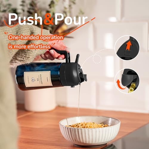 TrendPlain 16oz/470ml Blue Glass Olive Oil Sprayer for Cooking - 2 in 1 Olive Oil Dispenser for Kitchen Gadgets, Air Fryer, Salad, and BBQ - Black - Image 5