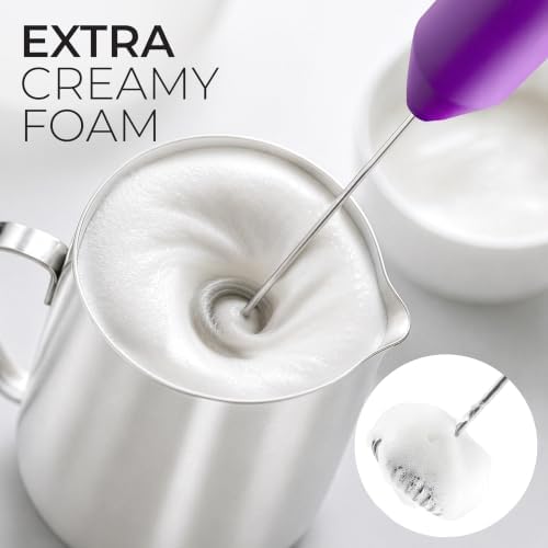 Zulay Kitchen Powerful Milk Frother AA Batteries Included – Ultra Fast Handheld Drink Mixer with Stainless Steel Whisk Stirrer for Coffee, Protein, Matcha & More, Frother Wand Electric Frothmate - Image 2