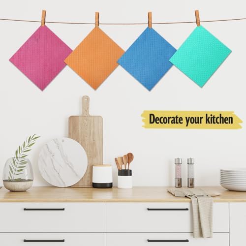 MoLKENE Swedish Dishcloths for Kitchen, 10 Pack Reusable Paper Towels, Blue - Image 2