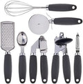 COOK WITH COLOR Kitchen Gadget Set Stainless Steel Utensils with Soft Touch Handles, 7 Pieces, Stainless Steel Grey by CookwithColor