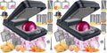 SpaceHacks 12-in-1 Vegetable Chopper, Kitchen Gadgets with 7 Blades, Veggie, Food, Onion Chopper, Cucumber Slicer, Versatile Mandoline, Includes Egg Separator & Finger Guard, Gray (Pack of 2) by SpaceHacks