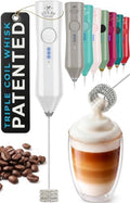 Zulay Kitchen Rechargeable Milk Frother Handheld - Frother Wand, Drink Mixer, Electric Whisk Frother, for Cappuccinos, Matcha & Protein Powder - Dynamic Triple Whisk, 3 Speed 500mAh White by ZulayKitchen
