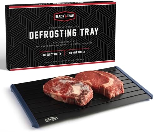 BLAZIN' THAW Defrosting Tray for Frozen Meat | 16" Family-Size | Aluminium Plate for Thawing Frozen Food | Natural Thawing Process | No Microwaves, No Cold/Warm Water Required | by BlazinThaw