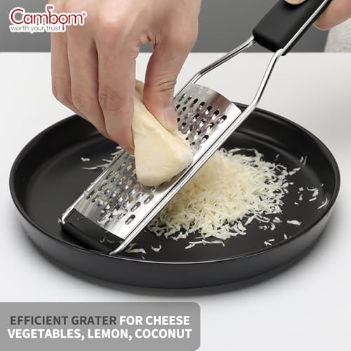 Cambom Cheese Grater Lemon Zester, Graters for Parmesan Cheese, Lemon, Citrus, Garlic, Nutmeg, Chocolate, Fruits, Vegetables, Ginger, Vegetable & Cheese Shredder with Stainless Steel Coarse Blade - Image 2
