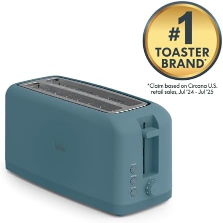 bella Fits-Anywhere™ Slim Toaster, 4 Slice Extra Long & Wide Slot, Surf - Image 3