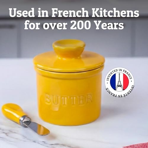 Priority Chef Large Butter Crock with Lid with Water Line, Ceramic French Butter Dish to Leave On Counter, Yellow - Image 6