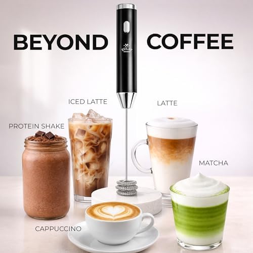 Zulay Kitchen Rechargeable Milk Frother Handheld - Frother Wand, Drink Mixer, Electric Whisk Frother, for Cappuccinos, Matcha & Protein Powder - Ultra Metal 4 Whisk, 1800mAh Black - Image 6