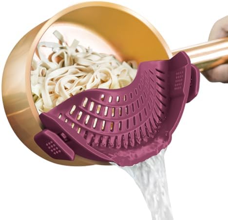 AUOON Clip On Strainer Silicone for Pots, Standard 8.86 x 3.55in, Cherry by AUOON