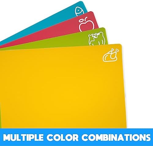 GoodLuck 4 Pieces Flexible Cutting Boards with Hanging Hole, BPA Free Plastic Cutting Boards for Kitchen, Non Slip Cutting Mat for Meat and Vegetables - Image 3