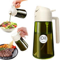 YARRAMATE 16oz/470ml Light-Blocking Dark Oil Sprayer for Cooking, 2 in 1 Olive Oil Dispenser Bottle for Kitchen, Premium Dark Green Glass Oil Bottle, Food-Grade Oil Mister for Air Fryer, BBQ (White) by YARRAMATE