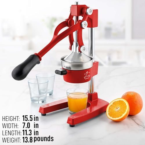 Zulay Kitchen Cast Iron Juicer, Orange Manual Juicer, Citrus Press, Red - Image 2