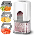 KEOUKE Multifunctional Vegetable Chopper White - 3 Interchangeable Blades Potato French Fry Cutter with Container & Storage Box Food Chopper Dicer for Cucumber, Tomato, Carrot, Onion by KEOUKE