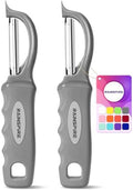 Rainspire Vegetable Peeler Potato Peelers for Kitchen, Sharp Stainless Steel Blades Veggie, Comfortable Handle Fruit Peeler, Carrot Peeler Apple Peeler Dishwasher Safe, Grey, 2-Pack by Rainspire