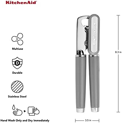 KitchenAid Classic Multifunction Can Opener and Bottle Opener Easy to Use, Razor Sharp Stainless Steel Cutting Wheel, Soft Ergonomic Handles, Gray, 8.34-Inch (Pack of 12) - Image 2