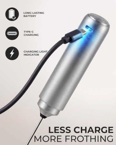 Zulay Kitchen Rechargeable Milk Frother Handheld - Triple Coil Whisk, Electric Coffee Frother, Portable Hand Frother Wand, Drink Mixer for Matcha, Lattes & Cappuccinos, Kitchen Gifts - Silver - Image 5