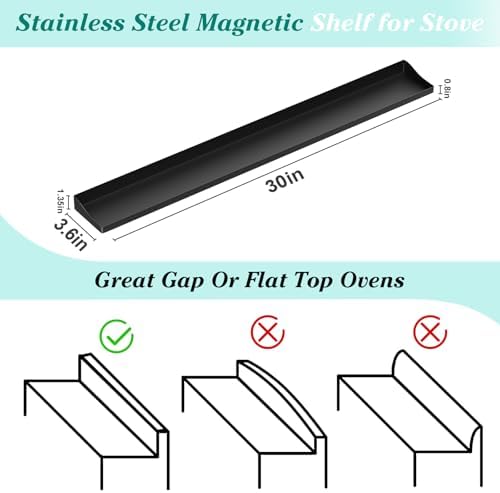 Foeacry 30" Magnetic Stove Top Shelf - Stainless Steel Magnetic Spice organizer for above the Over stove shelf kitchen small space solutions - Image 2