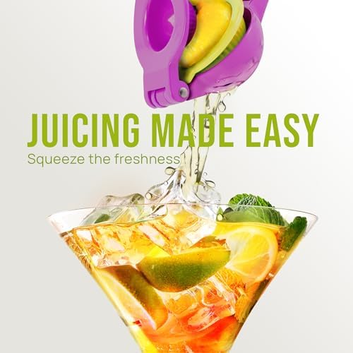 Zulay Kitchen Metal 2-in-1 Lemon Squeezer - Sturdy Max Extraction Hand Juicer Lemon Squeezer Gets Every Last Drop - Easy to Clean Manual Citrus Juicer - Easy-Use Lemon Juicer Squeezer - Purple/Yellow - Image 3