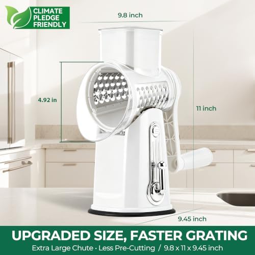 SUSTEAS Rotary Cheese Grater 5 Blades,Kitchen Mandoline Vegetable Slicer - Image 6