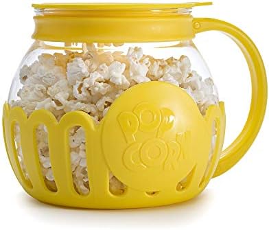 Ecolution Patented Micro-Pop Microwave Popcorn Popper with Temperature Safe Glass, 3-in-1 Lid Measures Kernels and Melts Butter, Made Without BPA, Dishwasher Safe, 1.5-Quart, Yellow by Ecolution