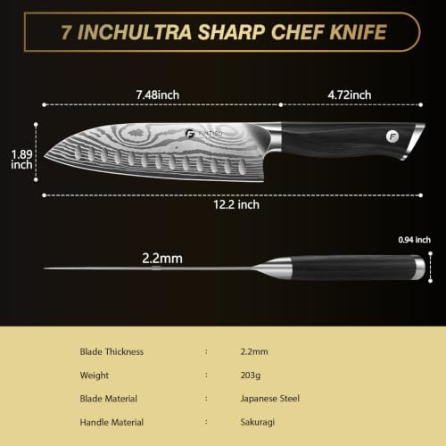 Santoku Knife 7 Inch with Sharp Japanese High Carbon Stainless Steel - Image 2
