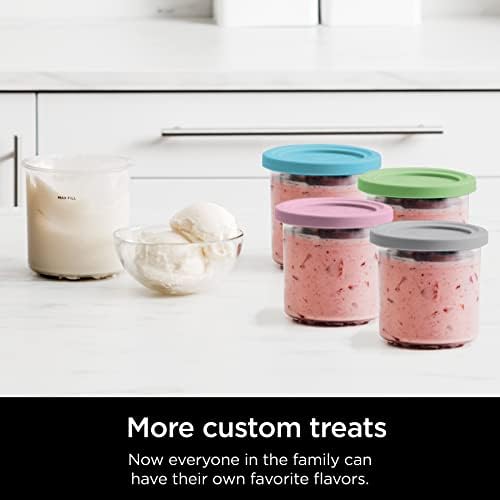 Ninja XSKPLD4BCD CREAMi Original Pints, 4 Count, Compatible with NC299AMZ and NC300s Series, BPA-Free, Dishwasher Safe, Clear/Grey/Lime/Pink/Aqua - Image 5