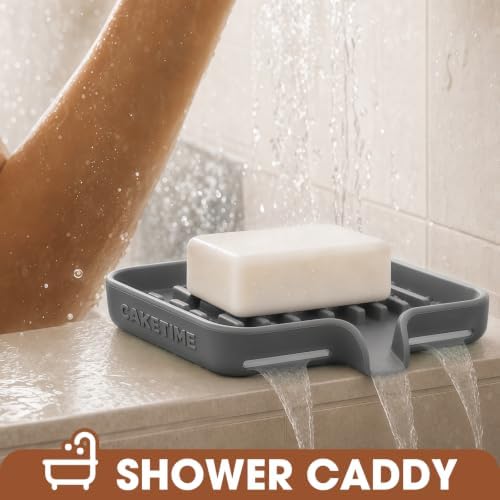 CAKETIME 2 Pack Silicone Soap Dish with Drainage Holes for Bathroom Shower Caddy Kitchen Counter Bar Sponge Holder Drying Rack Sink Organizer Essentials Apartment Home Household Must Haves 2026 - Image 3