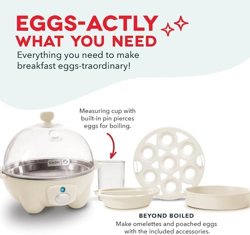 Dash Rapid Egg Cooker, 7 Eggs, Hard Boiled, Poached & Omelettes, Cream - Image 4