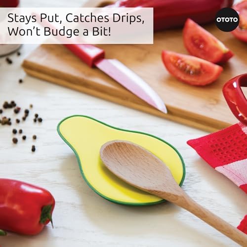 OTOTO Avocado Spoon Rest for Stove Top - Silicone Spoon Rest for Kitchen Counter, for Ladles, Tongs, Spatula Funny Cool Cute Kitchen Gifts Gadgets Accessories - Image 3